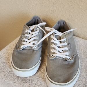Vans Gray Low-Top Canvas Sneakers with White Laces